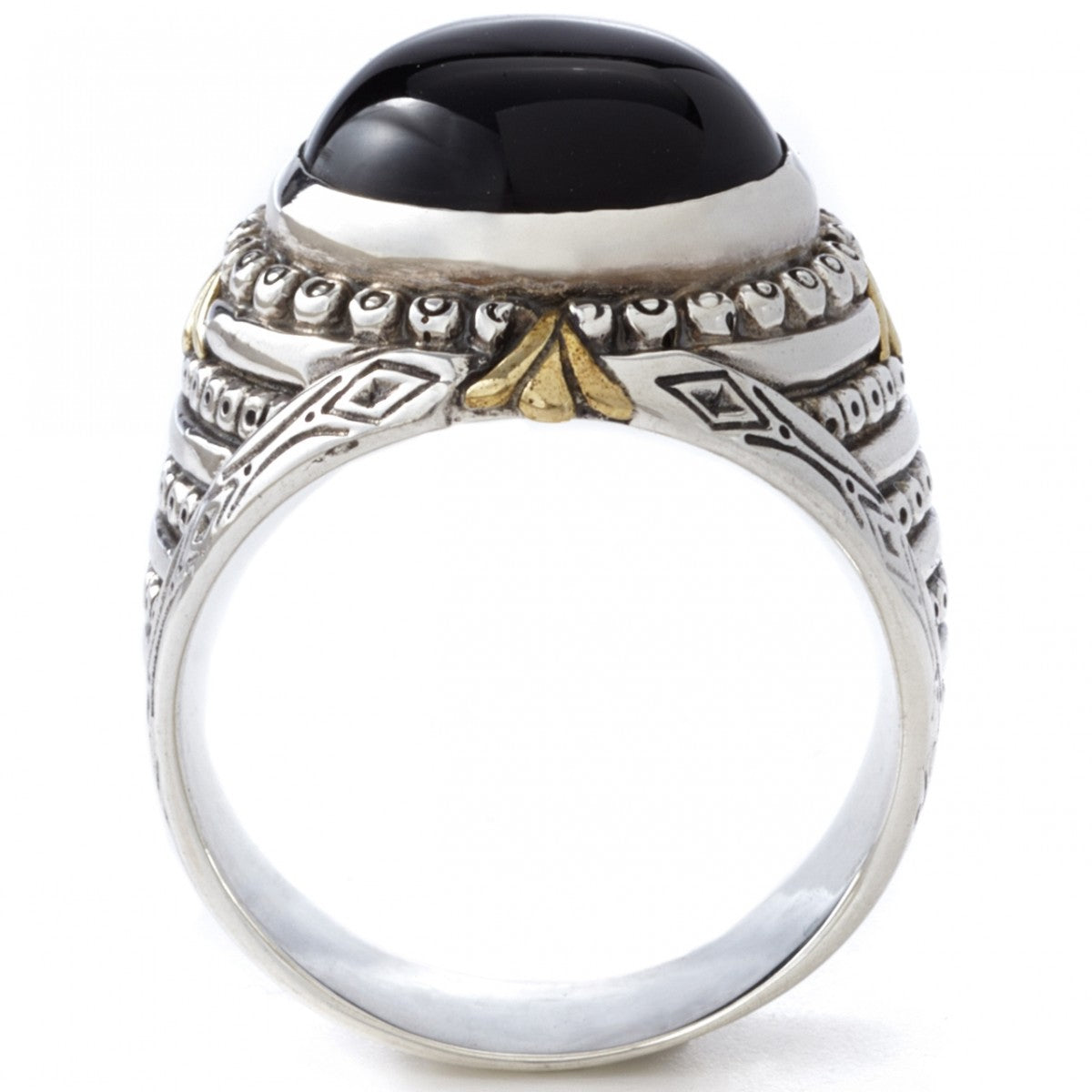 Konstantino Men's Sterling Silver and Black Onyx Ring, Size 10