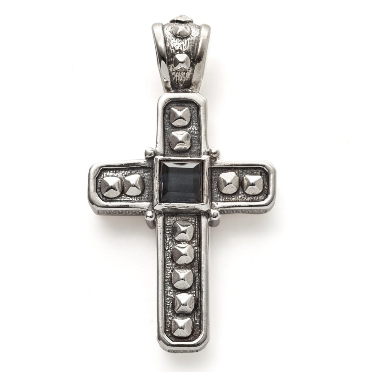 Konstantino Men's Hephaestus Collection Sterling Silver and Onyx Cross Pendant