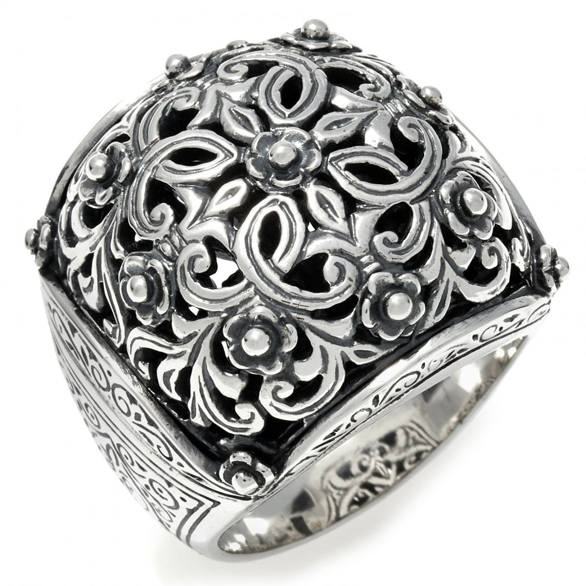 Konstantino Women’s Classic Ornate Sterling Silver Square Cushion Ring