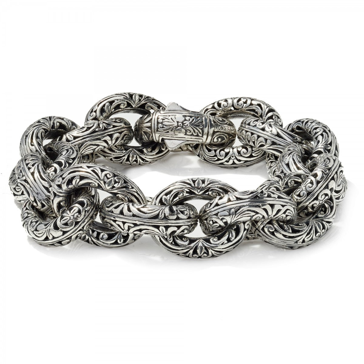 Konstantino Women's Sterling Silver Etched Link Bracelet, 7 Inches