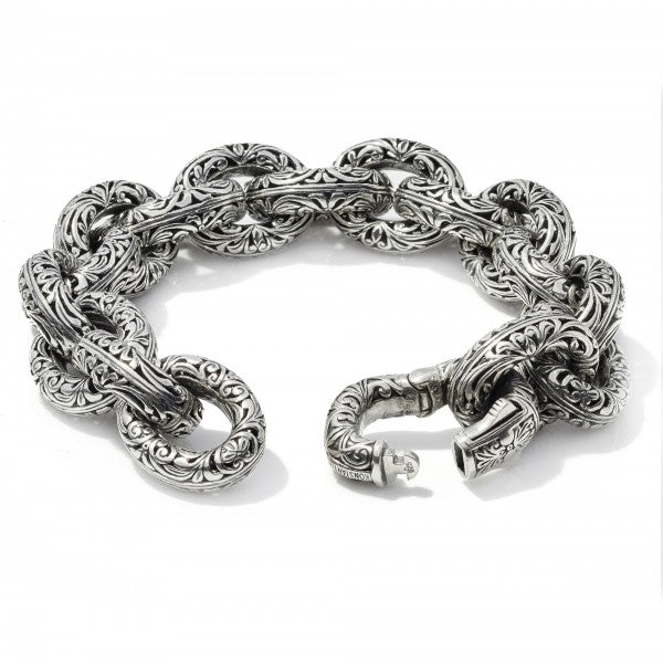 Konstantino Women's Sterling Silver Etched Link Bracelet, 7 Inches