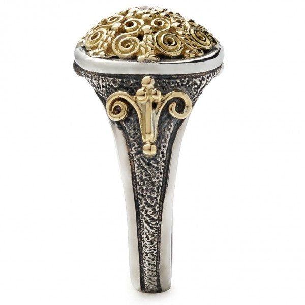Konstantino Women's Diamond Collection Sterling Silver and 18K Gold Filigree Diamond Ring
