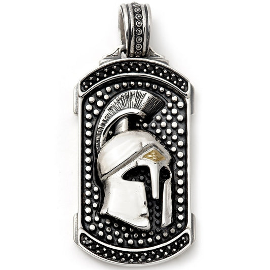 Konstantino Men's Sterling Silver & 18K Gold Pendant, Grecian Helmate Face , 2"
