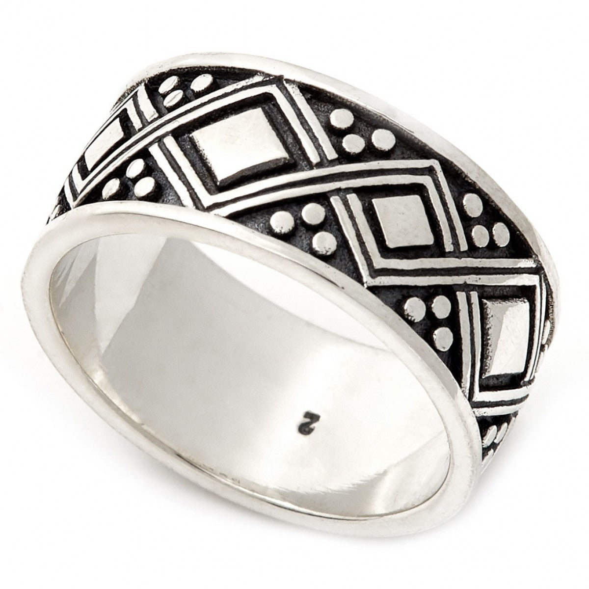 Konstantino Men's Sterling Silver Ring With Engraved Diamond Patterns