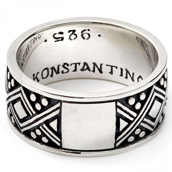 Konstantino Men's Sterling Silver Ring With Engraved Diamond Patterns