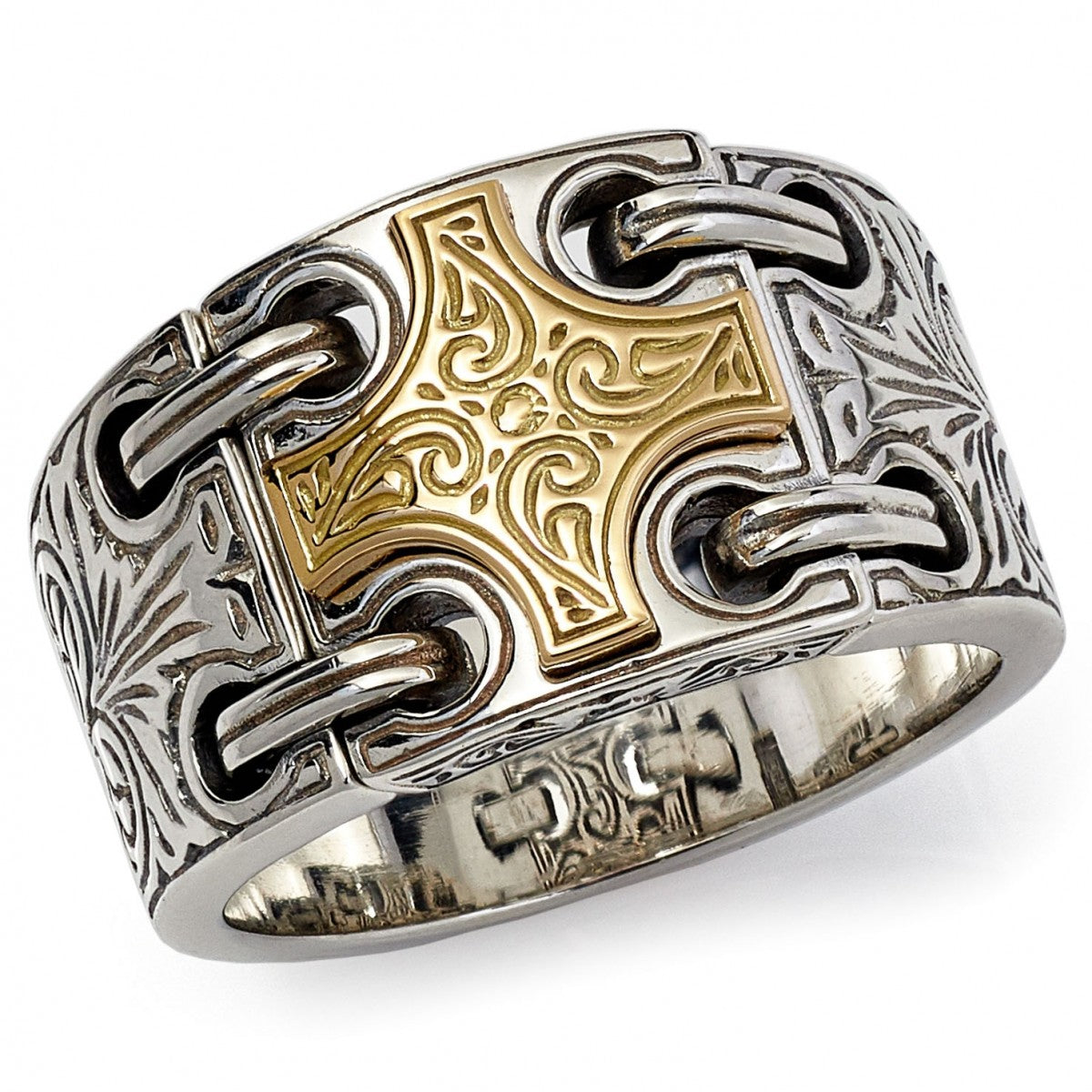 Konstantino Men's Sterling Silver Ring With 18K Gold Maltese Cross