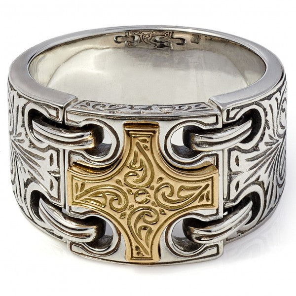 Konstantino Men's Sterling Silver Ring With 18K Gold Maltese Cross