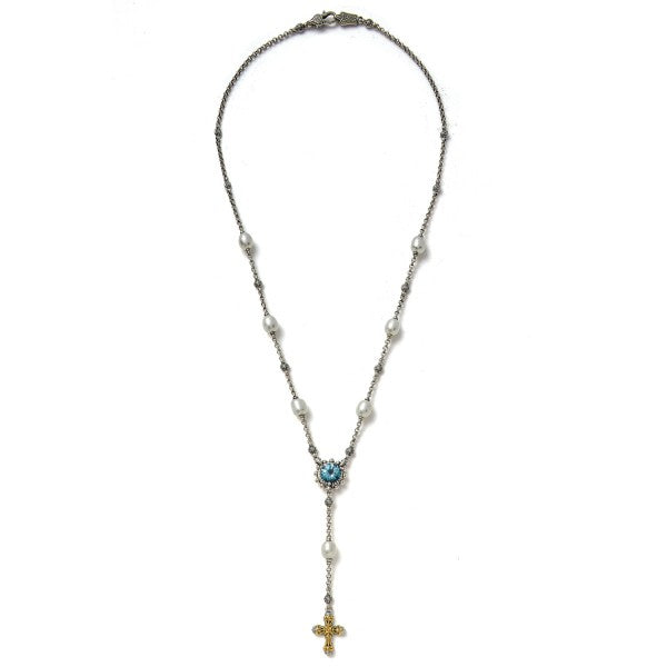 Konstantino Women's Blue Topaz Rosary Necklace, 16 IN