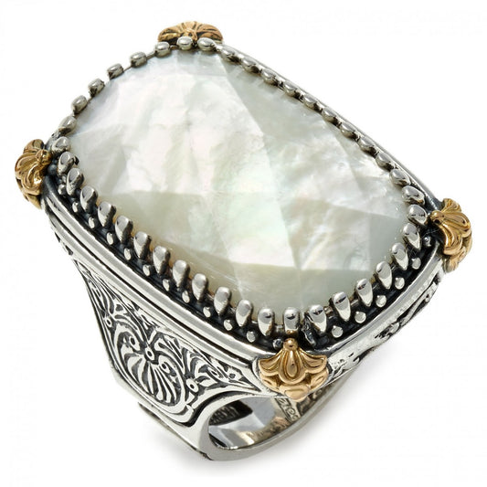 Konstantino Women’s Sterling Silver, Mother of Pearl & 18K Gold Ring