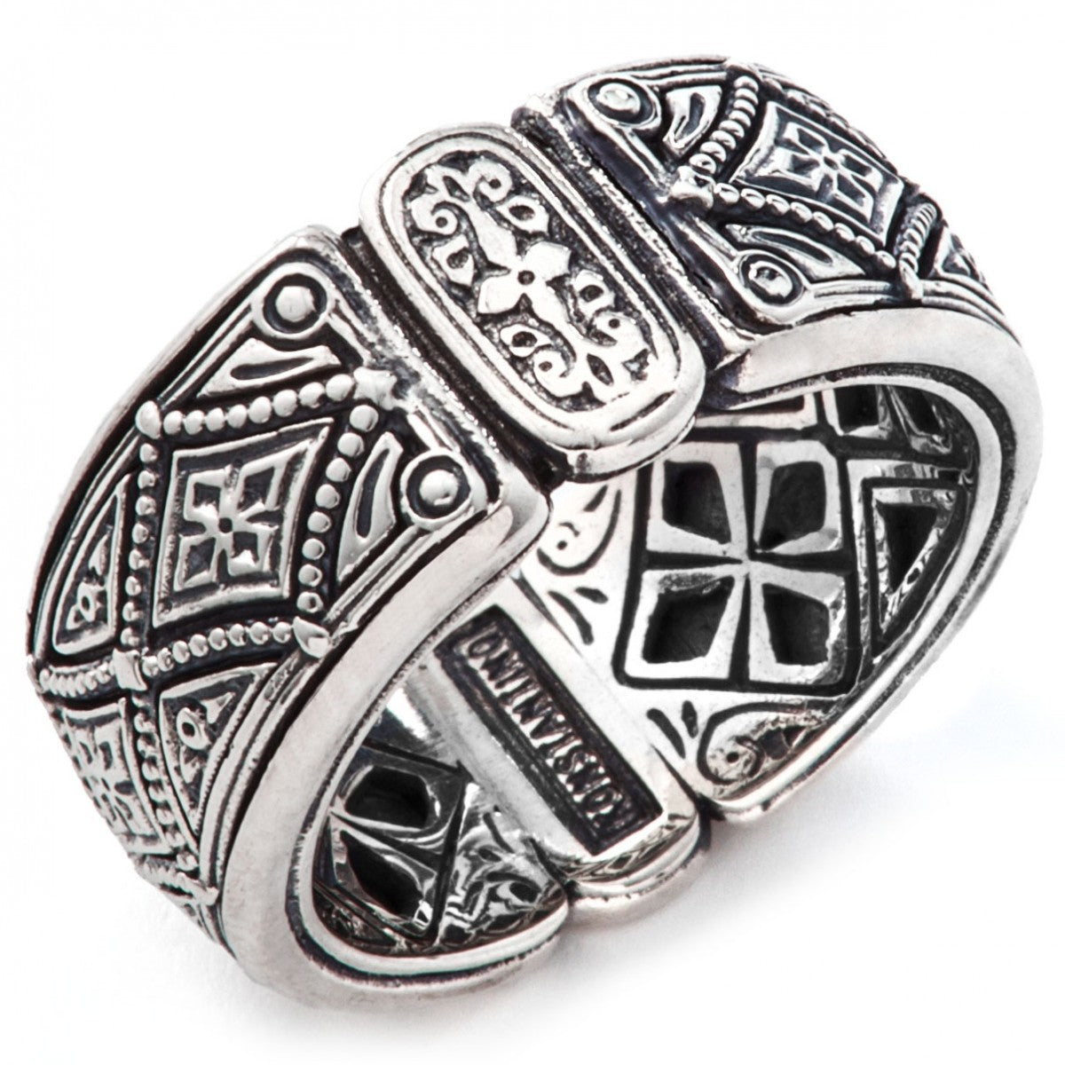 Konstantino Men's Sterling Silver Diamond Pattern Ring