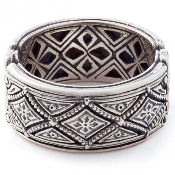 Konstantino Men's Sterling Silver Diamond Pattern Ring
