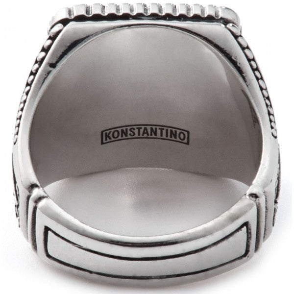 Konstantino Men's Sterling Silver and 18k Gold Square Maltese Ring, Size 10