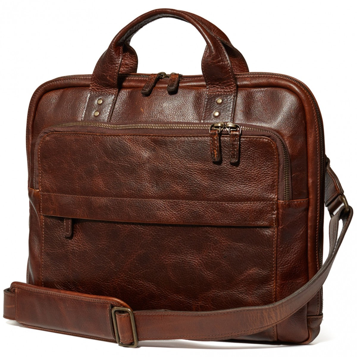 Moore and Giles Jay Modern Briefcase in Titan Milled Brown