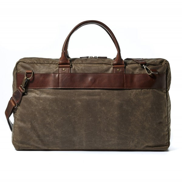 Moore and Giles Tinsley Trifold Carry On, Waxwear Autumn Plaid and Baldwin Oak