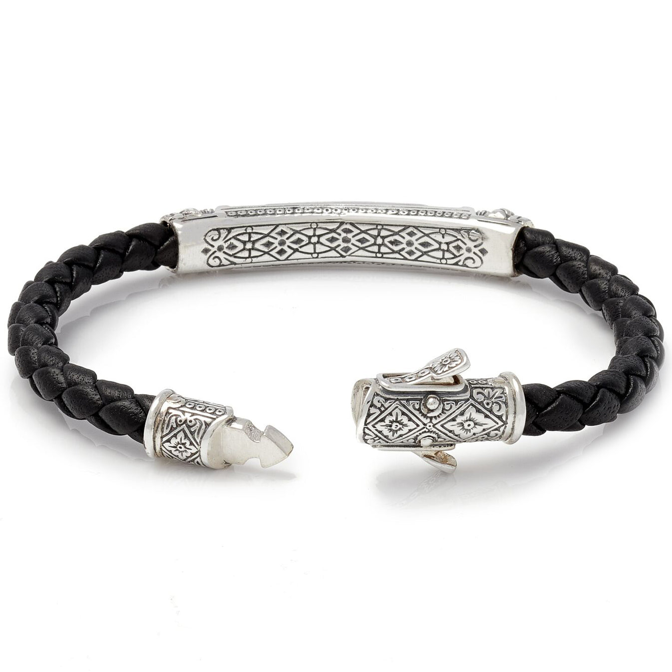 Konstantino Men's Sterling Silver Ferrite Leather Bracelet – Upscaleman