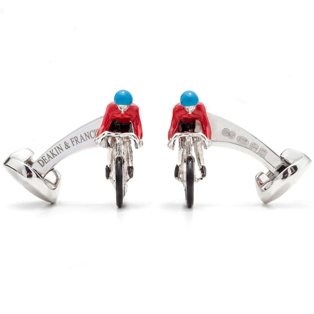 Deakin and Francis Rider and Bike Cufflinks, Sterling Silver