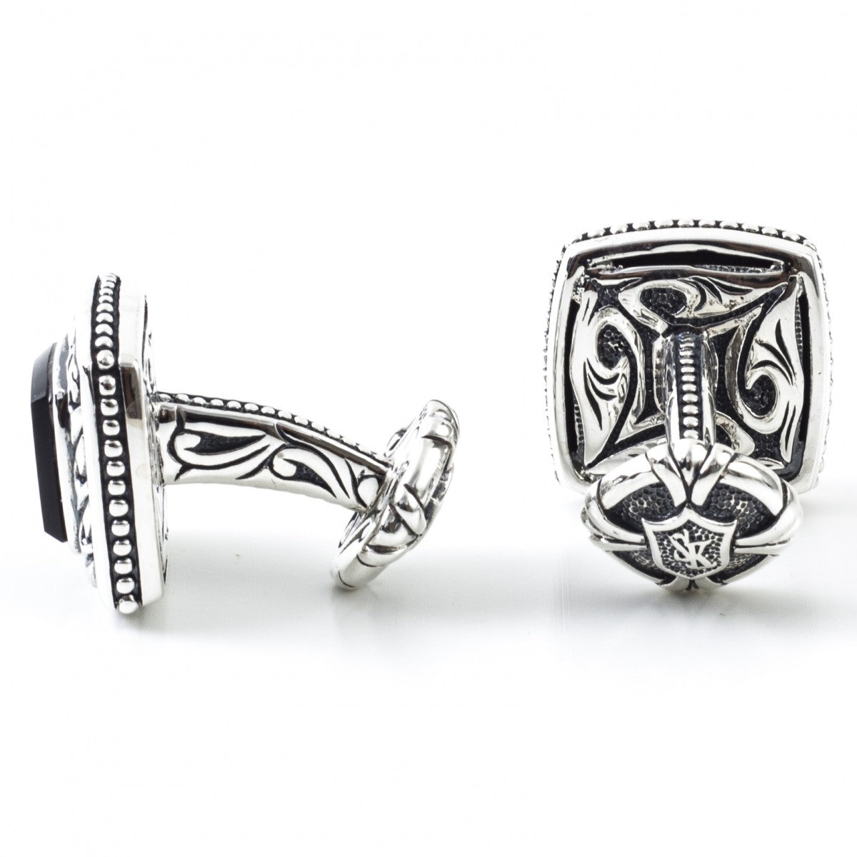 Scott Kay Sterling Silver Black Cufflinks, Onyx Stone