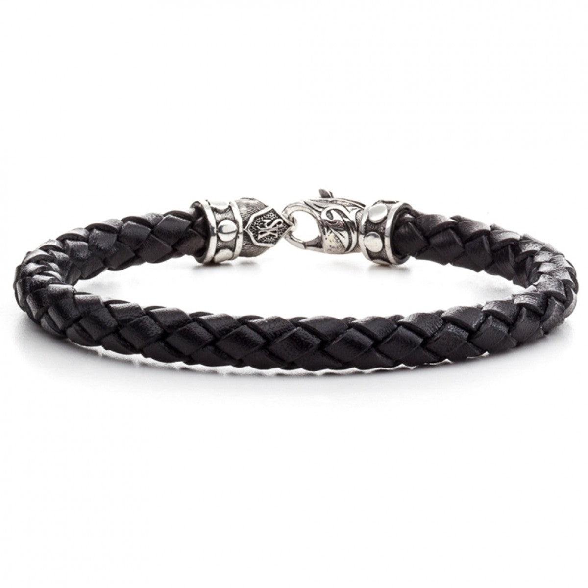 Scott Kay 6mm Black Braided Bracelet with Sterling Clasp