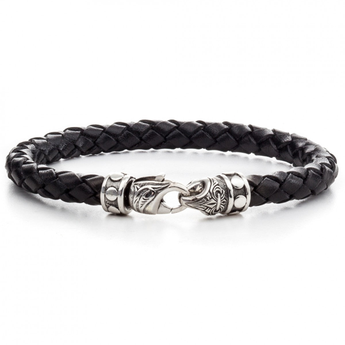 Scott Kay 6mm Black Braided Bracelet with Sterling Clasp