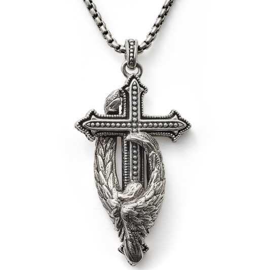 Scott Kay Men's Sterling Silver Cross Pendant, "Protecting The Cross" Faith Collection with 22 Inch Sterling Silver Chain