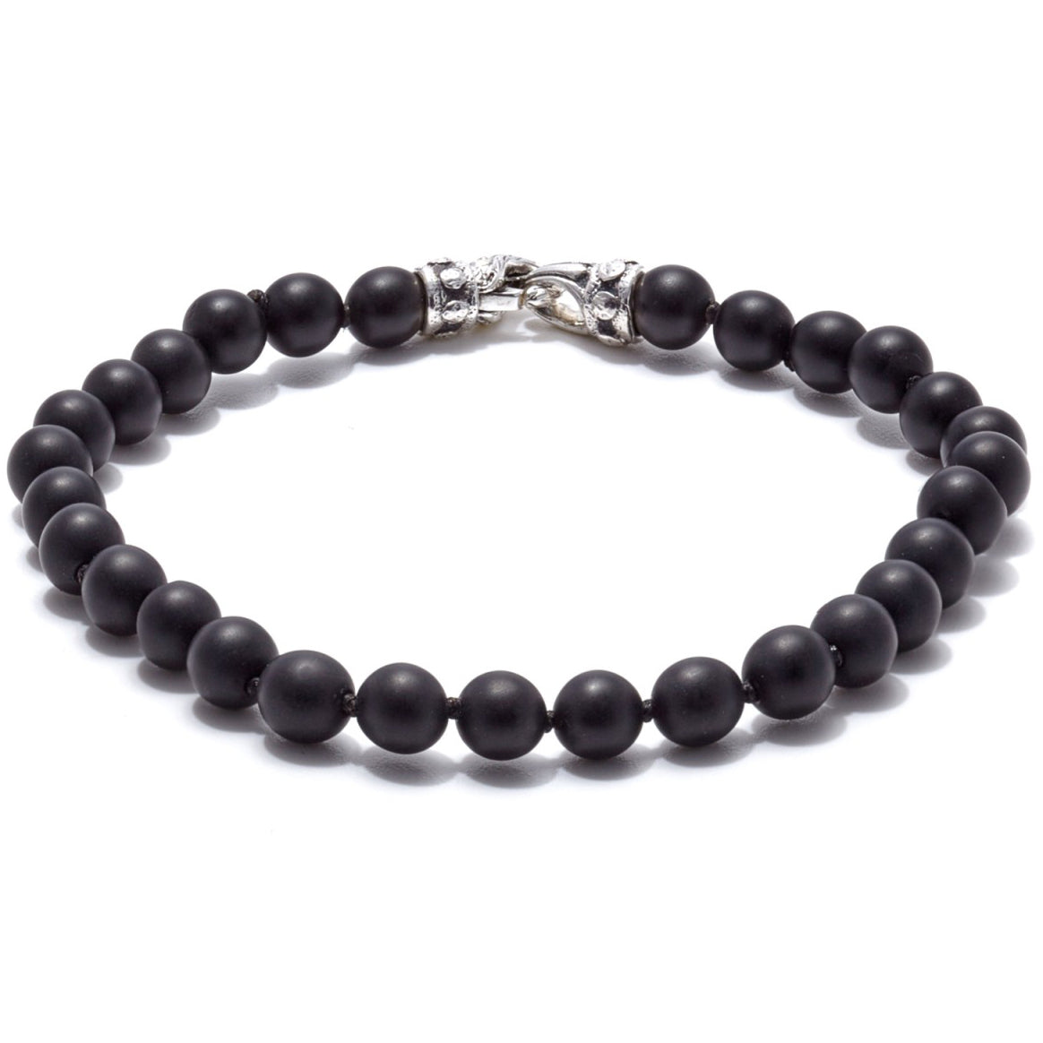 Scott Kay Matte Black Onyx Bracelet Men's Beads Collection with Sterling Silver Clasp, 6mm, 8.5 inches