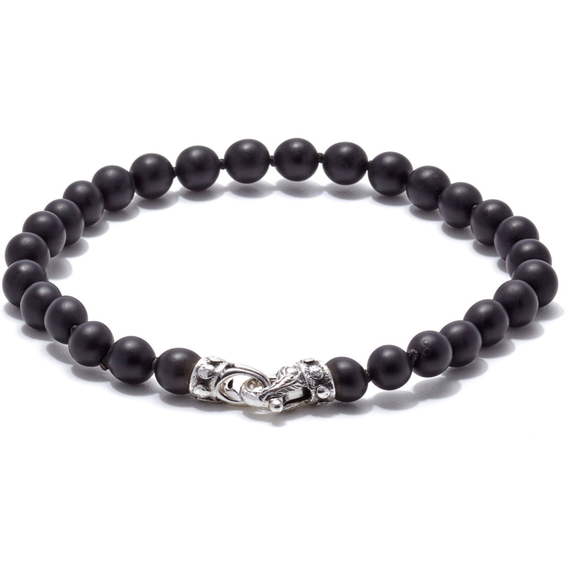 Scott Kay Matte Black Onyx Bracelet Men's Beads Collection with Sterling Silver Clasp, 6mm, 8.5 inches