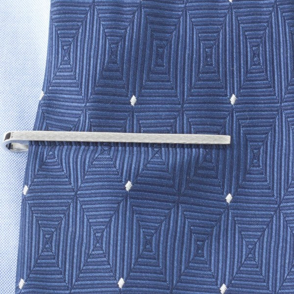 Tateossian Pure Silver Tie Clip Engraved, Diamond Texture, 53mm