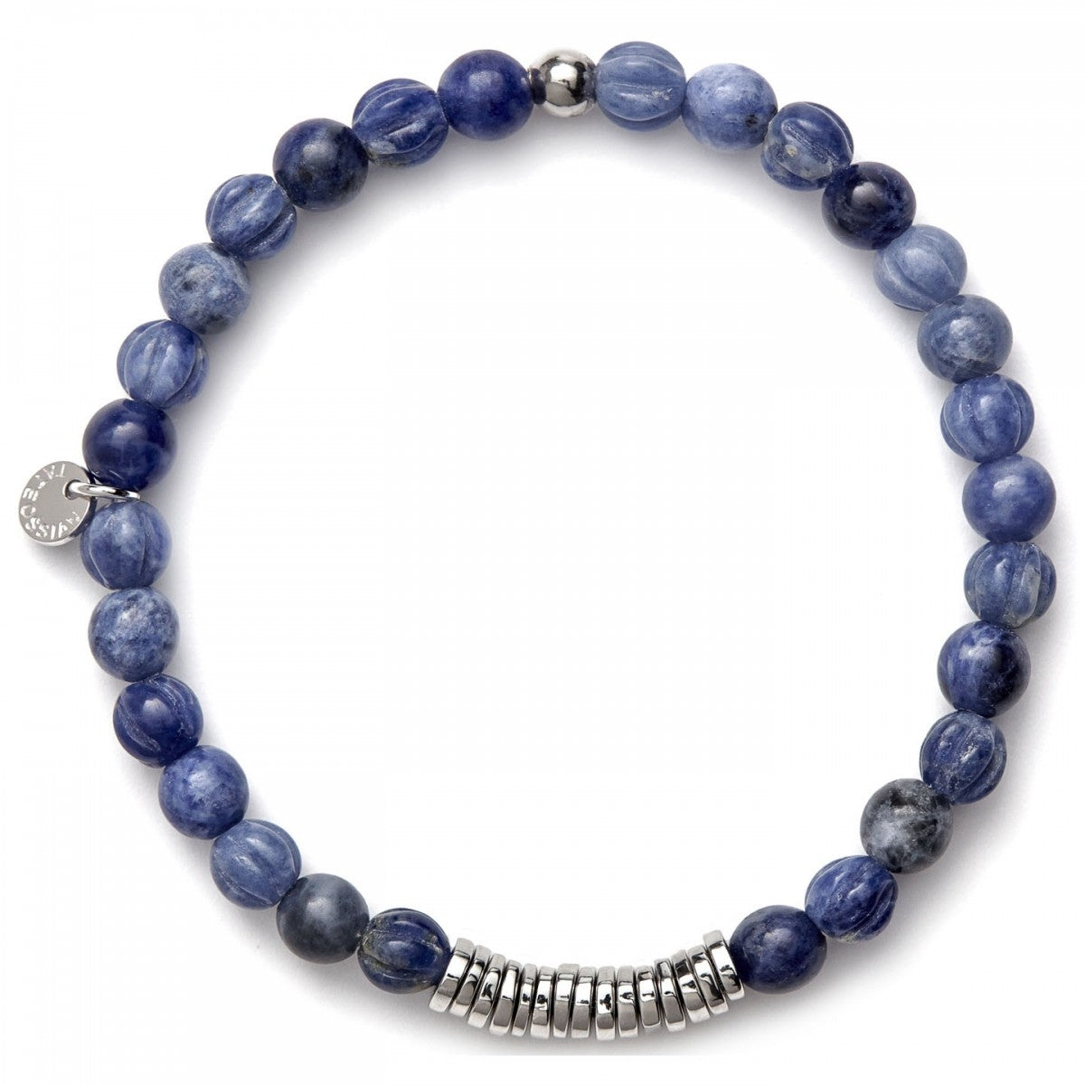 Tateossian Men's Indigo Bracelet, Blue Sodalite Beadeds with Silver Spacer Discs