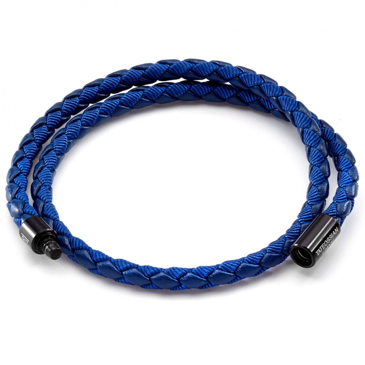 Tateossian Men's Chelsea Bracelet, Blue Italian Leather, Medium