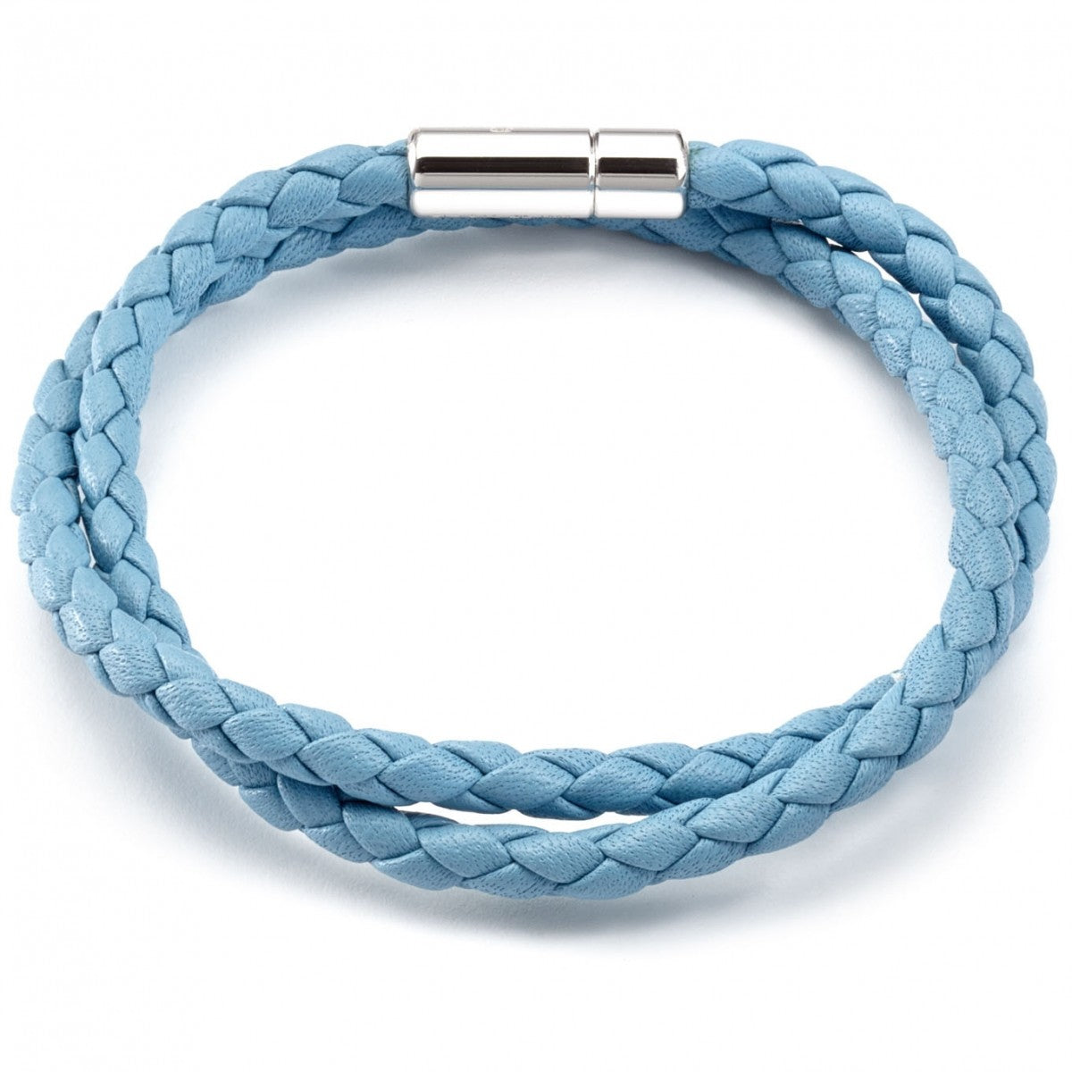 Tateossian Men's Double Wrap Slim Scoubidou Light Blue Bracelet