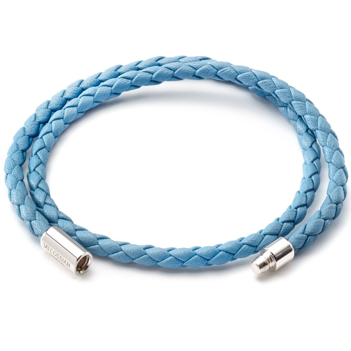 Tateossian Men's Double Wrap Slim Scoubidou Light Blue Bracelet