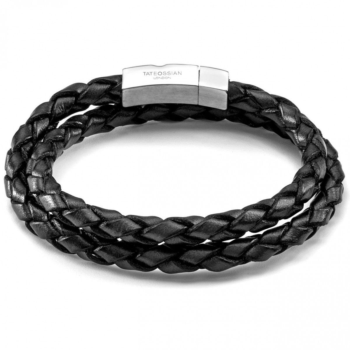 Tateossian Scoubidou Black Leather Double Wrap Bracelet Lge 45cm