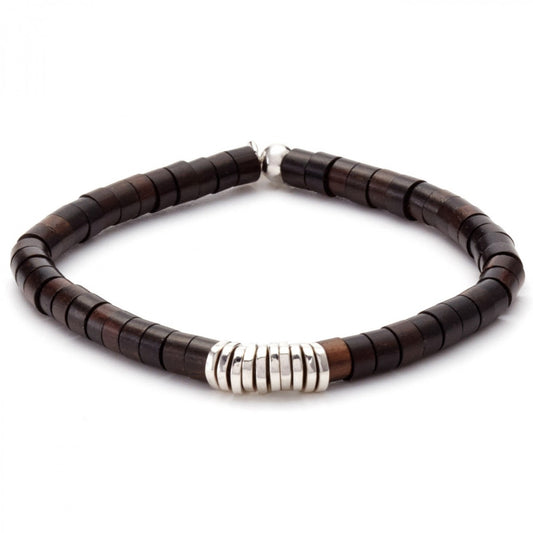 Tateossian Ebony Wood Flat Beads Bracelet