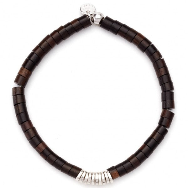 Tateossian Ebony Wood Flat Beads Bracelet