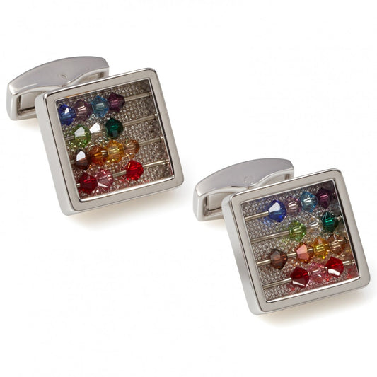 Tateossian Abacus Cufflinks, Multicolor Swarovski Element Beads