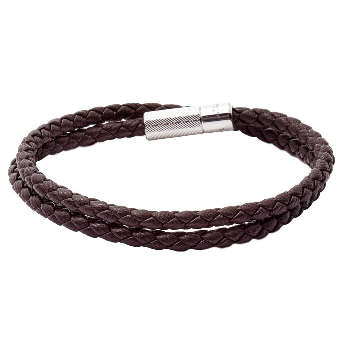 Tateossian POP Rigato Double Woven Leather Bracelet, Sterling Silver C ...