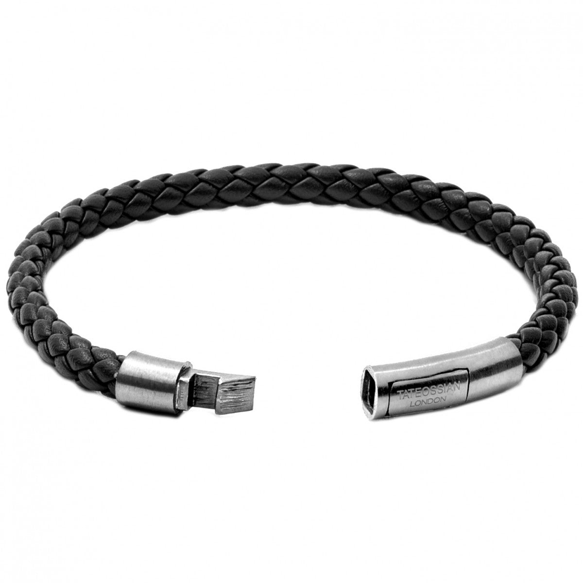 Tateossian Tubo Charles Taito Men's Leather and Silver Bracelet