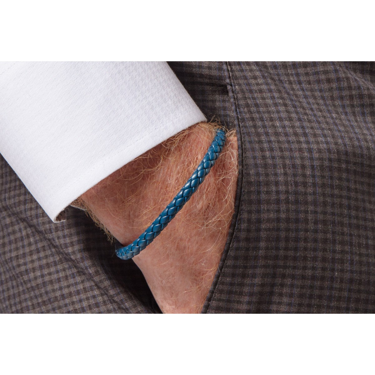 Tateossian Tubo Charles Taito Silver, Blue Braided Bracelet