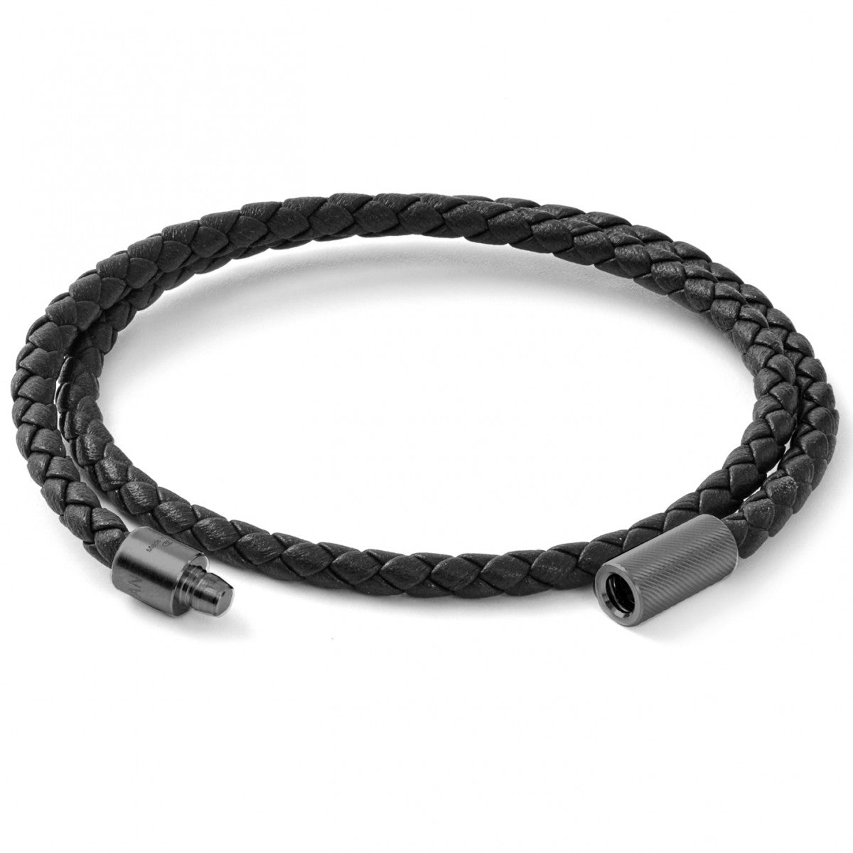Pop Rigato Double Wrap Leather Bracelet In Black – Tateossian USA
