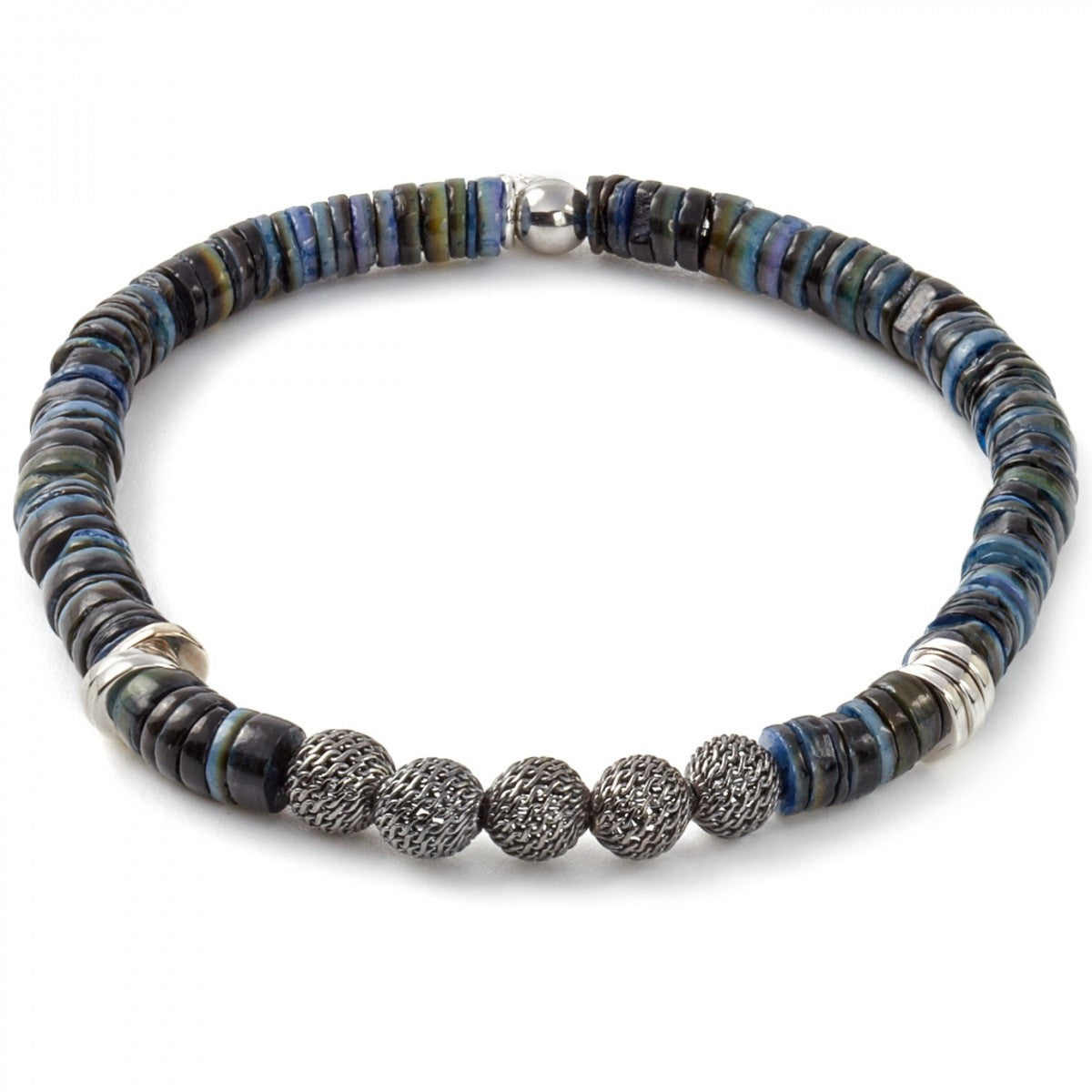 Tateossian Seychelles Sterling Silver and Shell Bracelet in Blue ...