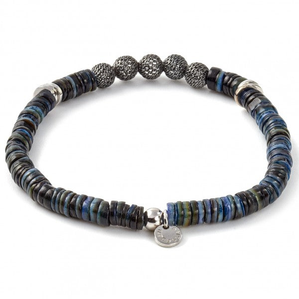 Tateossian Seychelles Sterling Silver and Shell Bracelet in Blue