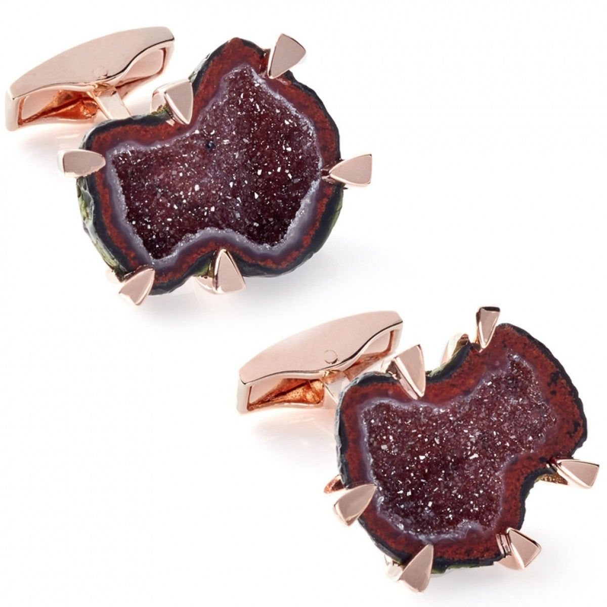 Tateossian Geode Red Stone Cufflinks, Rose Gold Plated Silver