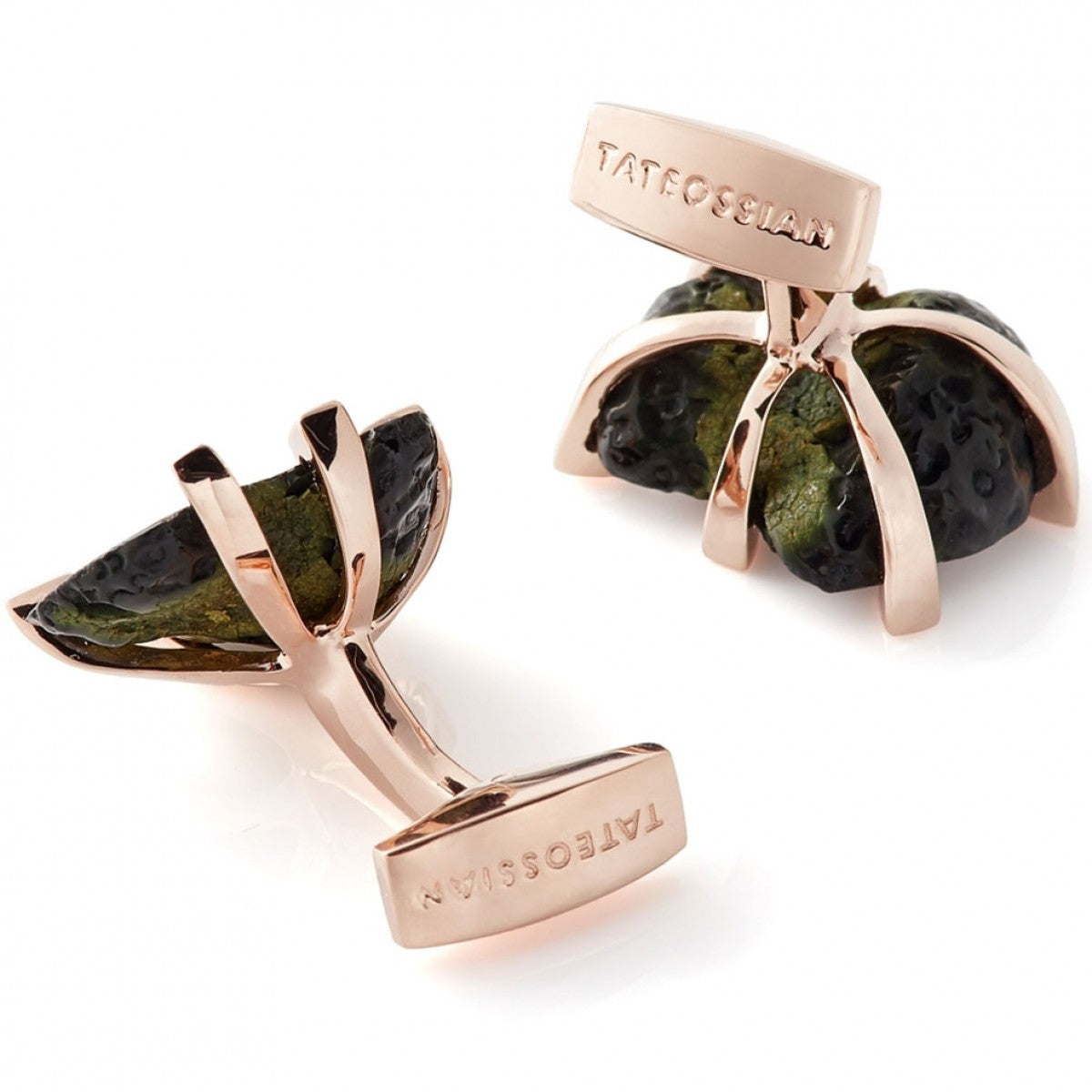 Tateossian Geode Red Stone Cufflinks, Rose Gold Plated Silver