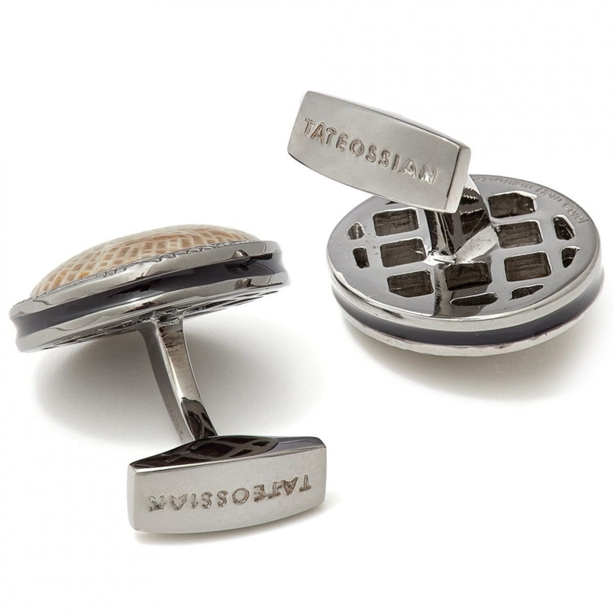 Tateossian Devonian Horn Coral Limited Edition Sterling Silver Cufflinks, Black
