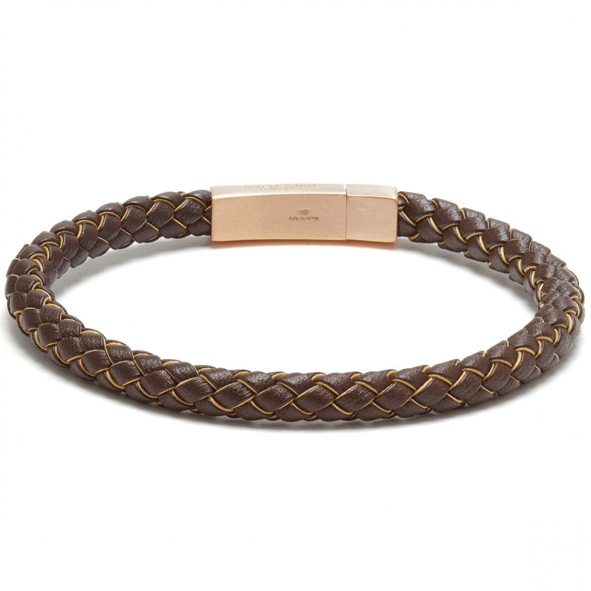 Tateossian Click Tocco Leather with Edge in Metallic Bracelet, Brown
