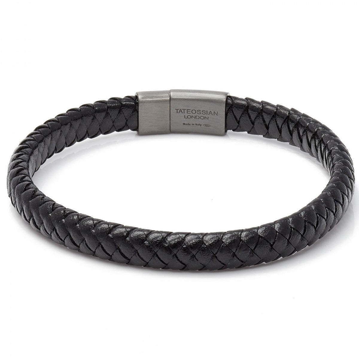Tateossian Men's Cobra Sontuoso Wide Leather Bracelet, Black