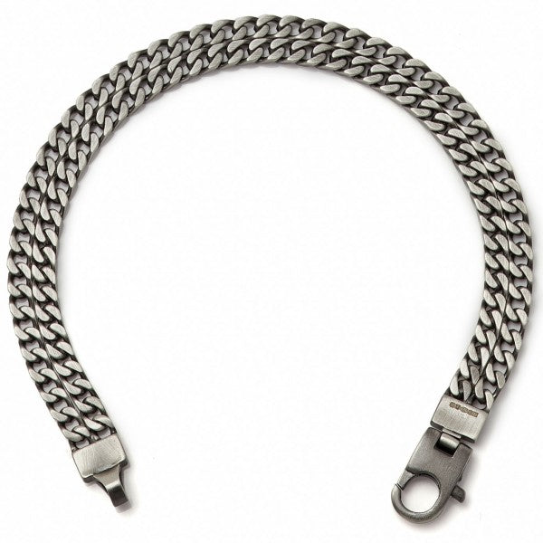 Tateossian Men's Grumette Duo Curb Link Bracelet, Oxidized Silver